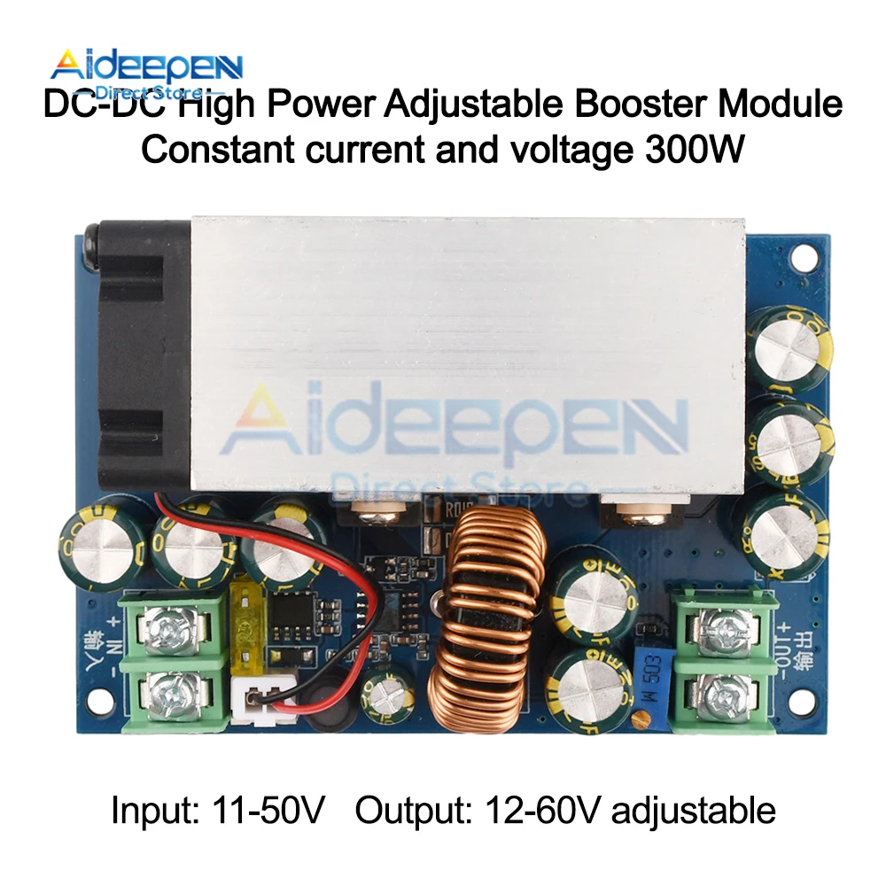 Регулируемый повышающий преобразователь питания высокой мощности DC-DC 20A, модуль источника питания от 11-50 В до 5 В, 12 В, 24 В, 36 В, 48 В, 60 в, 300 Вт, Повышающий Модуль