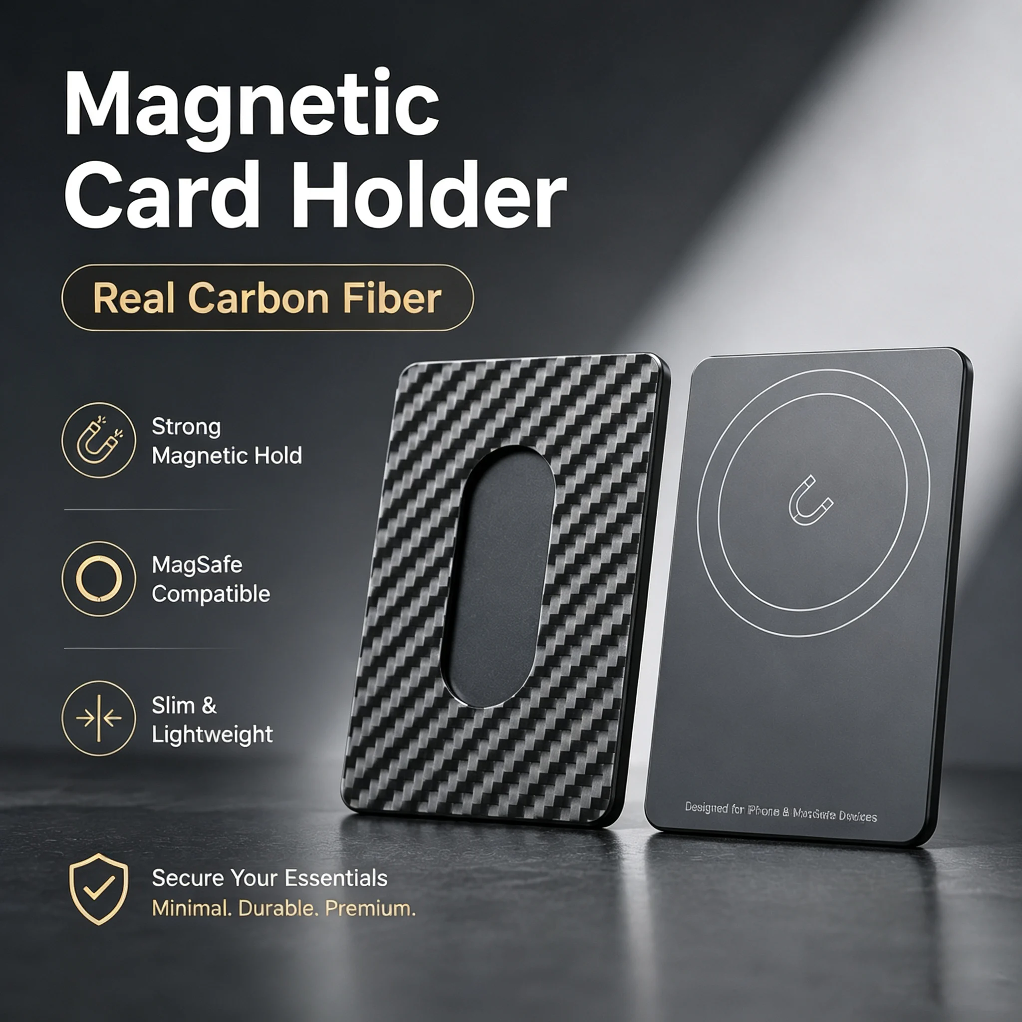Real Carbon fiber Magnetic Card Holder For iPhone 18 17 16 15 Pro Max With Magsafe phone Wallet Case Bag for all iPhone model