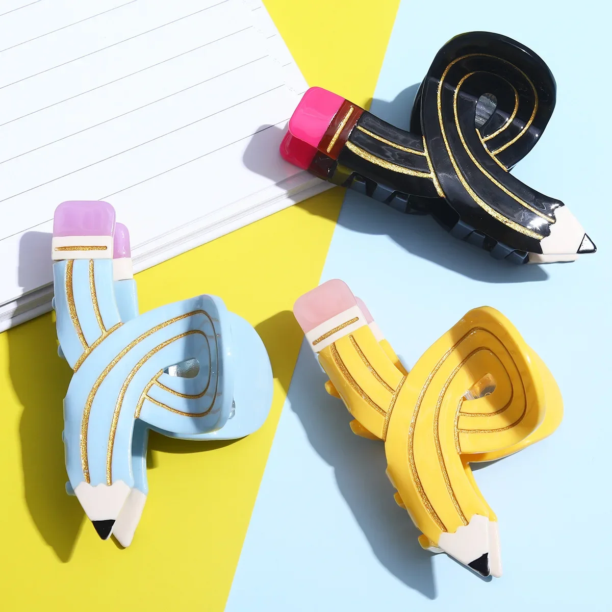 1Pcs Colored Pencil Hair Clips Back To School Season Stationery Accessories Funny Hair Jewelry Gifts Teacher Student Girl