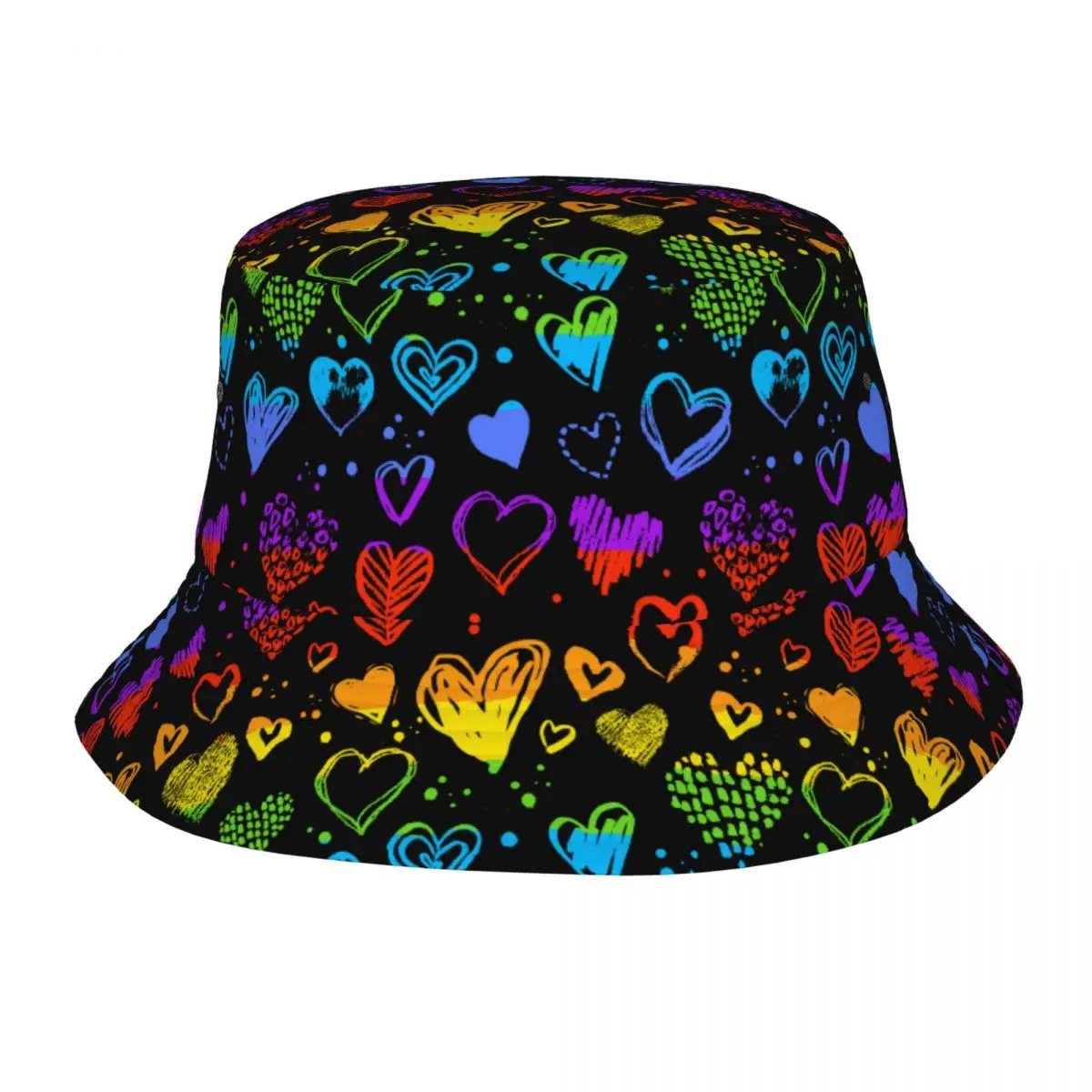 2023 Neon LGBT Outfits LGBTQ Flag Color Bucket Hat Hot Summer Headwear Rainbow Hearts Gay Pride Accessories Fishing Caps