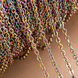 2Meters Colorful Black Chain Stainless Steel Flat Cross O Shape Basic Chains DIY Necklaces Bracelets Jewelry Making Accessories