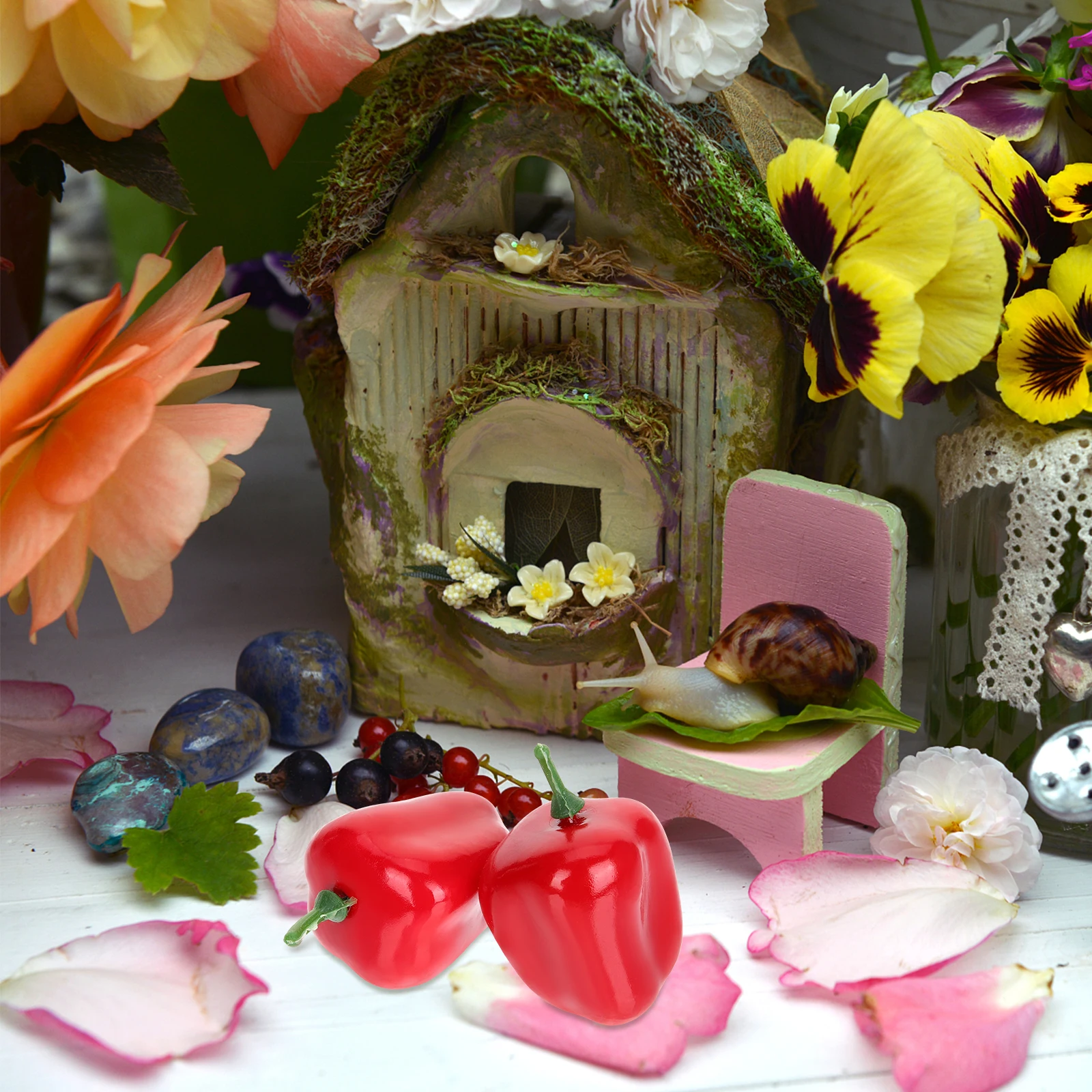 

20Pcs Mini Foam Bell Peppers Simulated Faux Vegetables for Toddler Early Learning Educational Playtime Home School Teaching