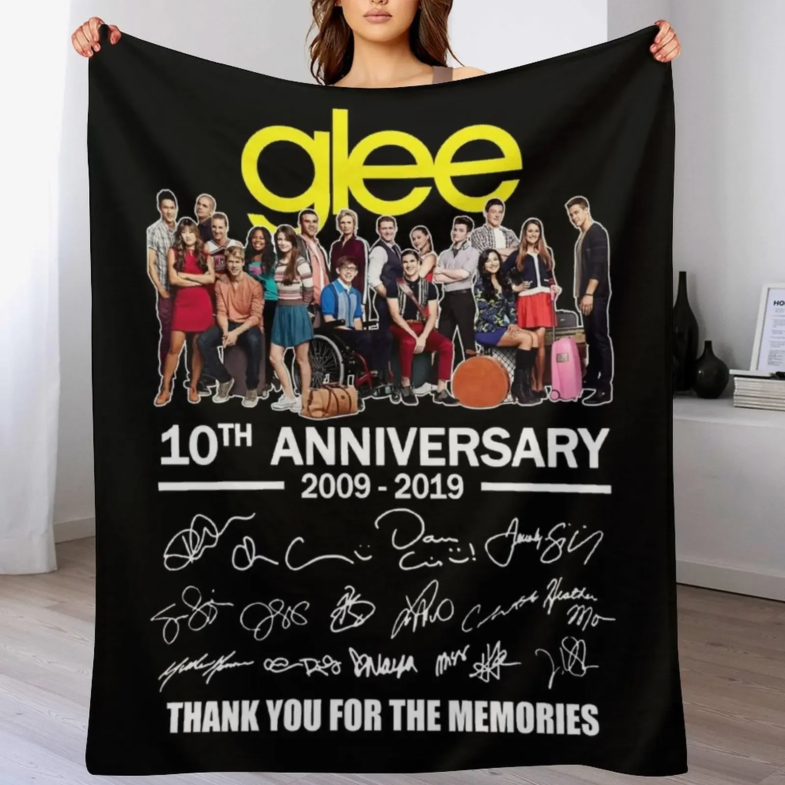 

#Glee 10Th Anniversary All Cast Signed Thank You Throw Blanket manga blankets ands Luxury Thicken Sleeping Bag Blankets