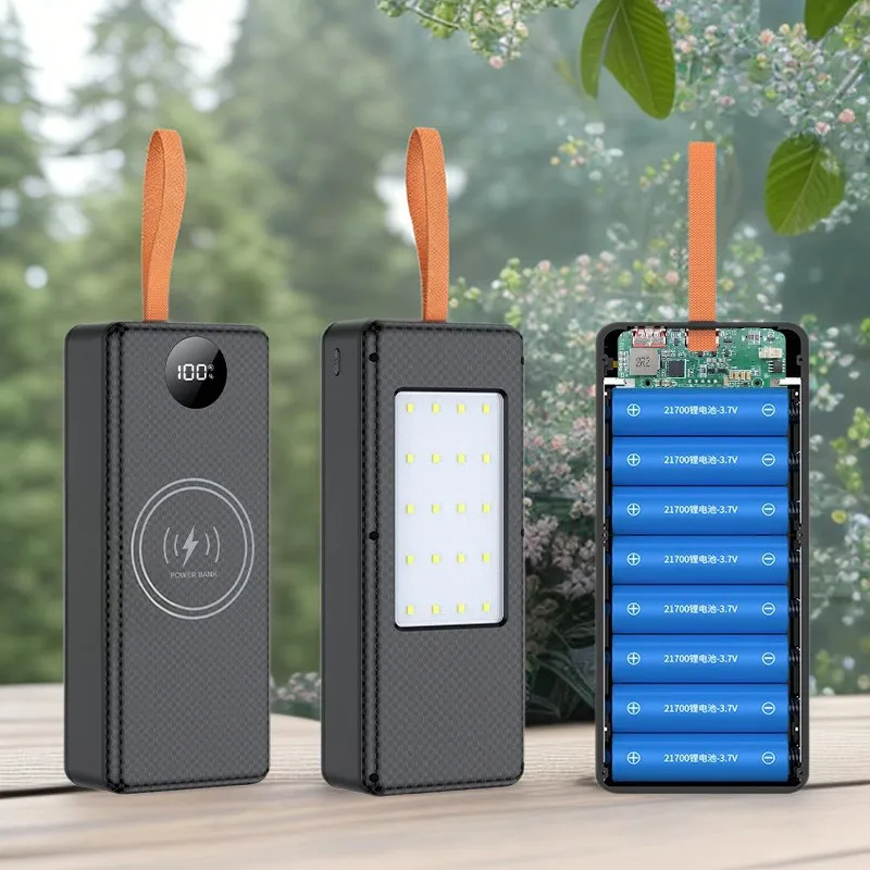 12*21700 Powerbank Batteriegehäuse mit Dual USB Typ-C Ladeanschluss und Campinglicht für Huawei 21700 Batteriegehäuse