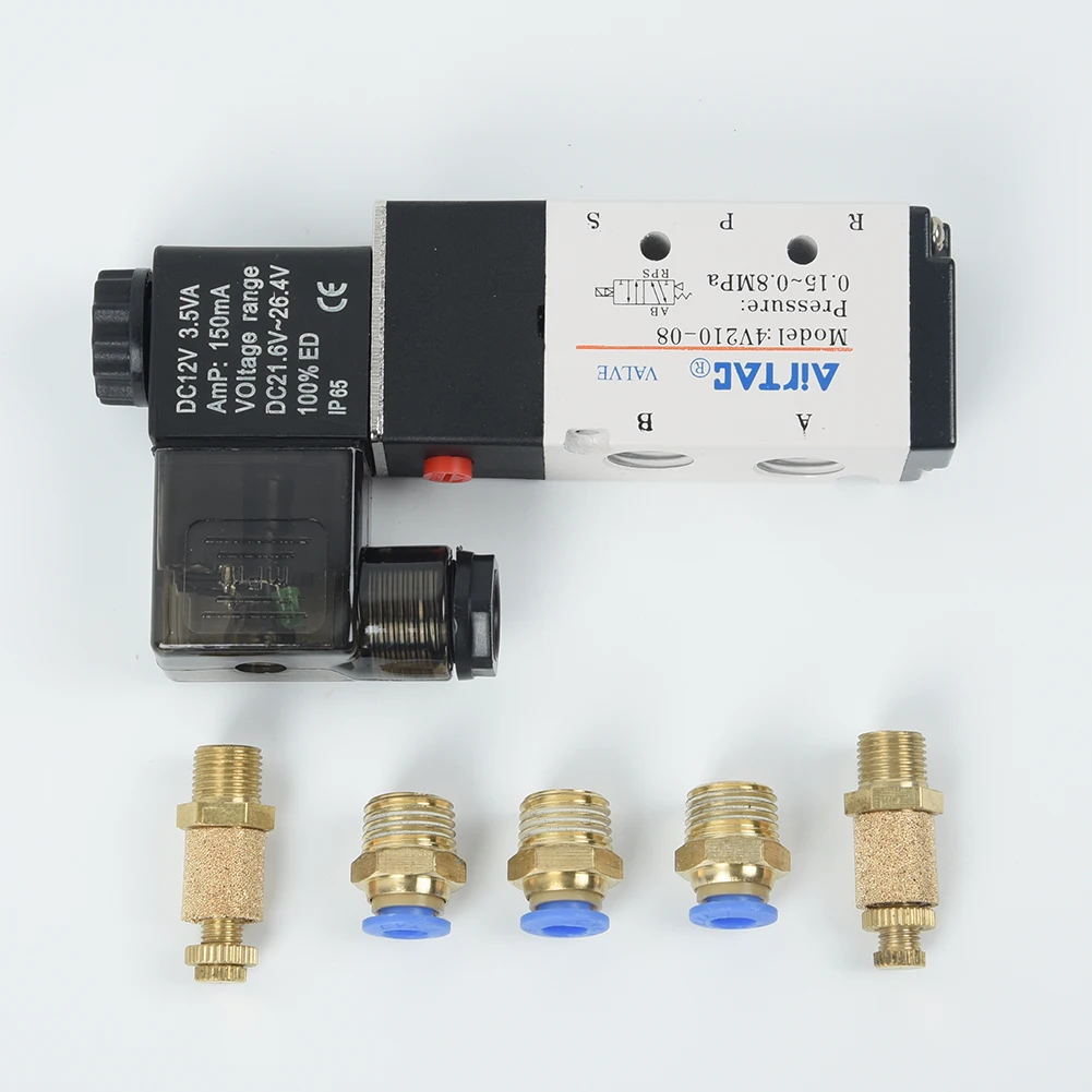Replace 5 Port Parts Solenoid Valve Pneumatic 2 Position 0-116 PSI Kits DC 12V 4V210-08 New Hot Useful  Replace