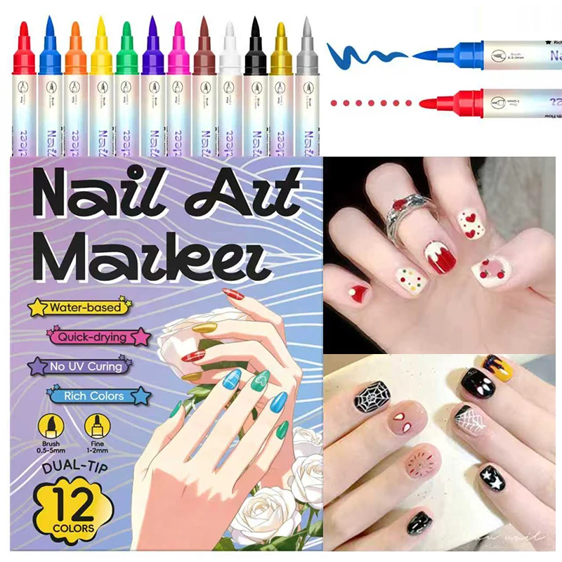 

12-Color 24-Color Nail Art Pens, Nail Polish Pens for Painting, Graffiti, Dotting, and Line Drawing, Acrylic Paint Brush Set, Waterproof and Quick-Drying, Perfect Gift for Women