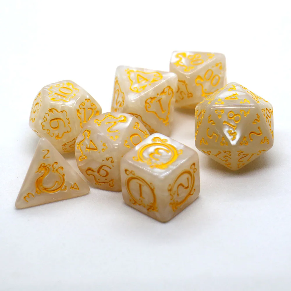 7-teiliges DND-Würfelset mit Drachenmuster, mehrseitige D4 D6 D8 D10 D12 D20 Würfel, ideales Geschenk für Desktop-Spiele, Geburtstage und Festiva