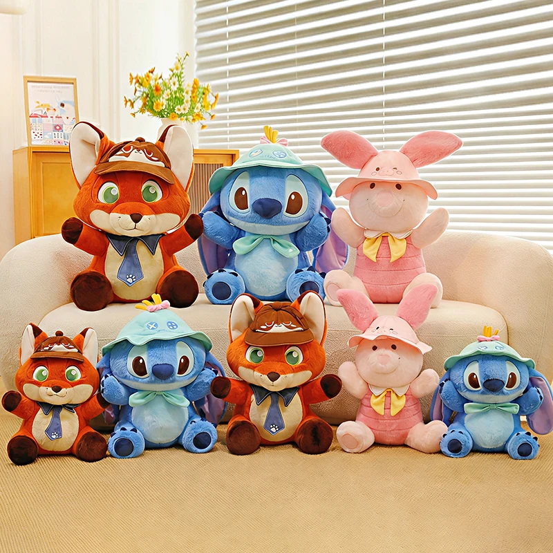 

Disney 60cm Travel Series Lilo&Stitch Piggy Stuffed Plush Toy Cute Hat Wearing Backpack Stitch Piglet Pillow Doll Birthday Gift