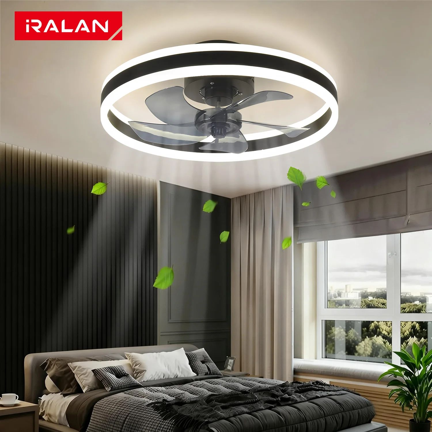 

IRALAN Smart Ceiling Fan With Lights Remote Control Bedroom Decor Ventilator Lamp 6-speed wind speed led Circulator fan light