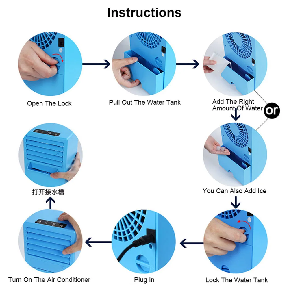 Вентилятор для кондиционера, персональный воздухоохладитель, очиститель и увлажнитель воздуха, портативный USB-вентилятор для дома и офиса