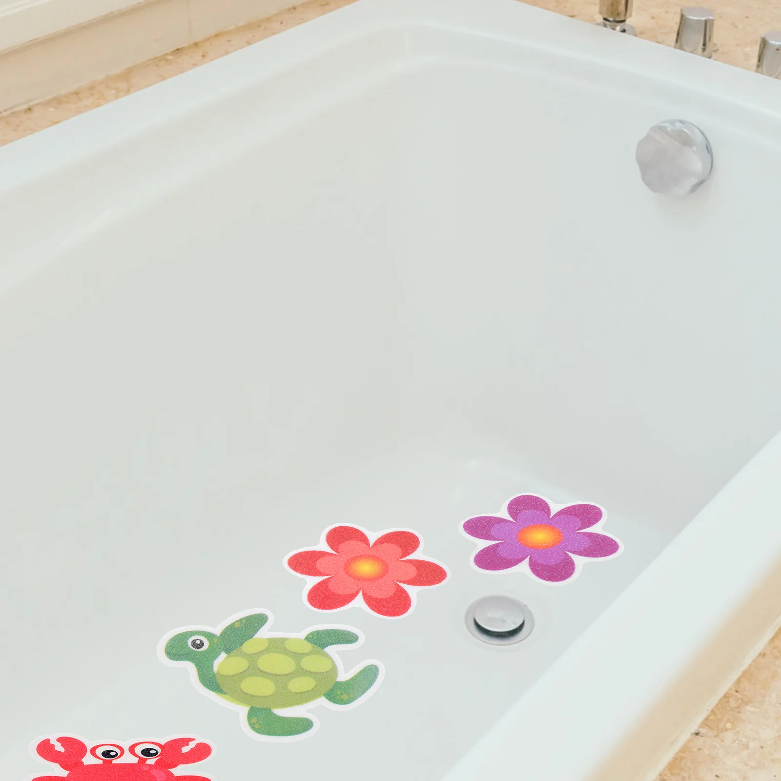 1 set Stiker Bak Mandi Anti Selip Desain Kartun Bunga Hewan Laut Stiker Lantai Kamar Mandi Anti Selip Untuk Bak Mandi Anak