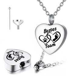 Silver Dog Paw Print Pet Urn Necklace for Ashes Cremation Jewelry  Heart Keepsakes Memorial Necklaces Meaningful Gifts