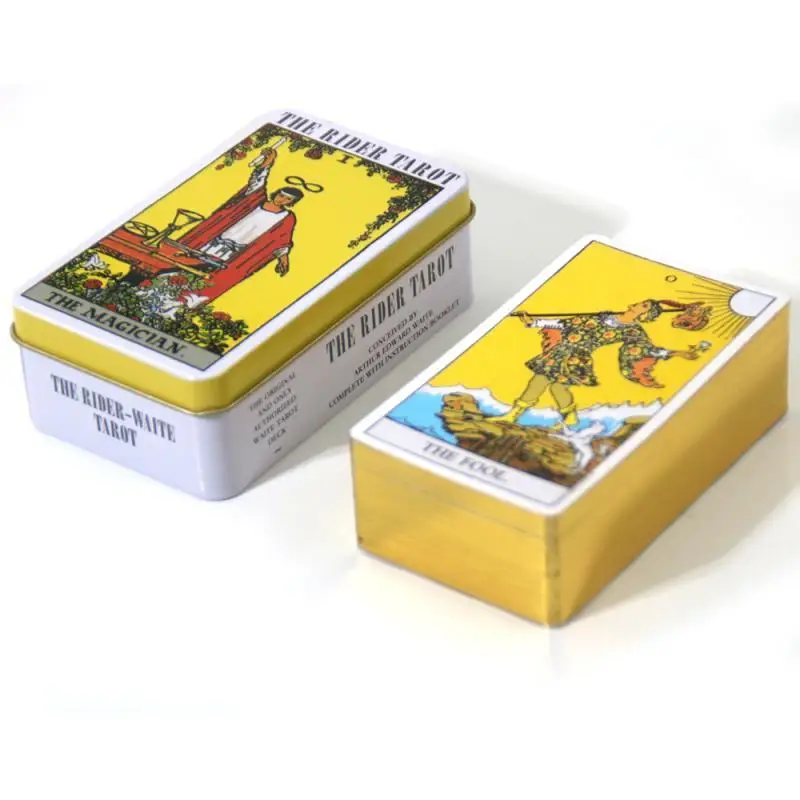 Rider Waite Tarot Deck in A Tin Box Gilded Edge for Fortune Telling Game Card Divination Fate Forecasting Tarot Cards