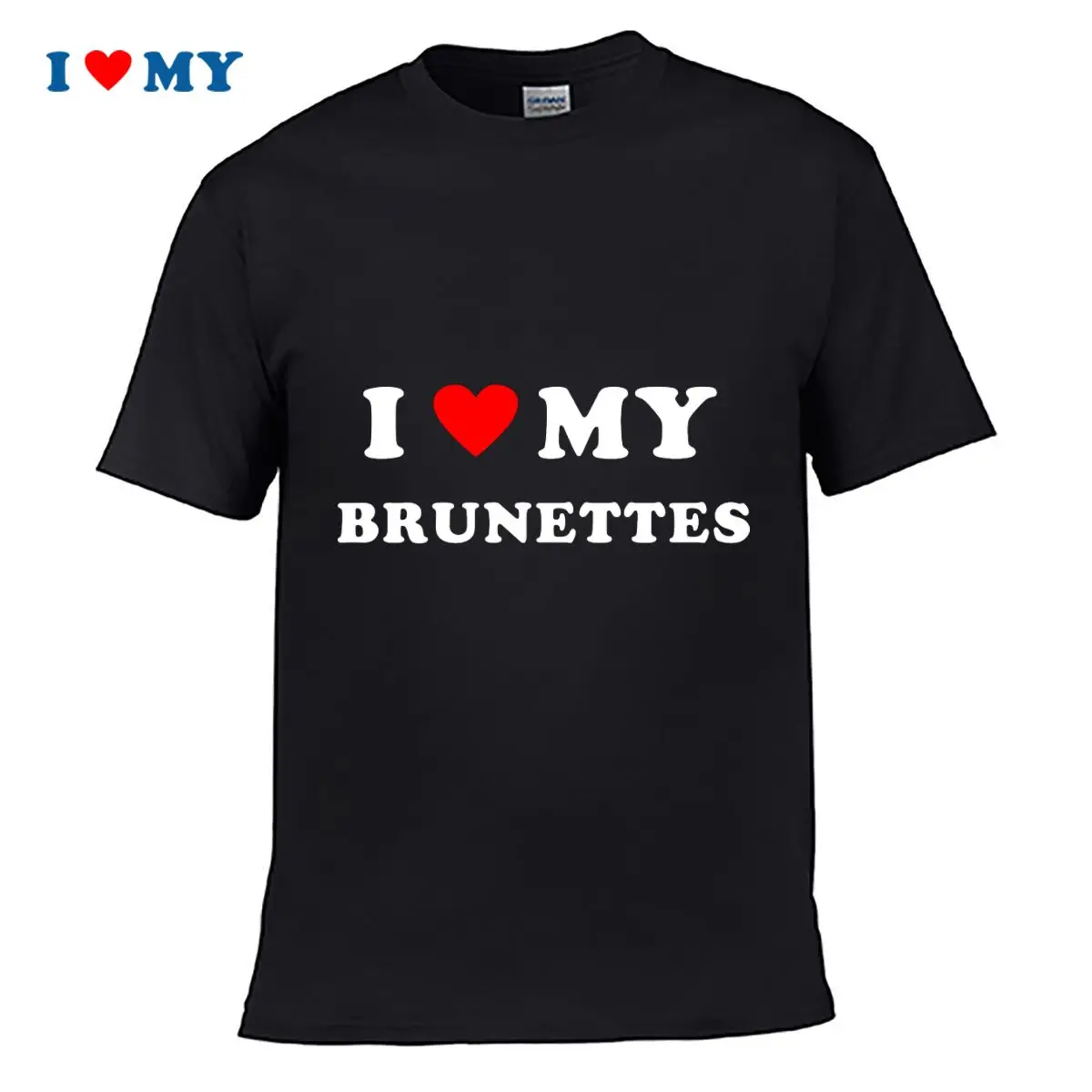 I Love My Brunettes T-Shirt - Stylish Black Short Sleeve Tee for Men, Casual Summer Wear, Great Gift for Brunette Lovers