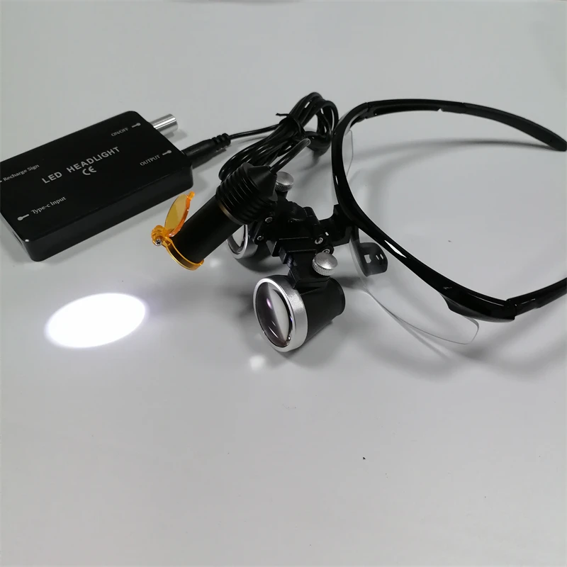 2.5x 3.5X Dental Loupes Surgical for Ent Medical Operation Lamp Surgery Magnifier with LED Headlamp Yellow Filter
