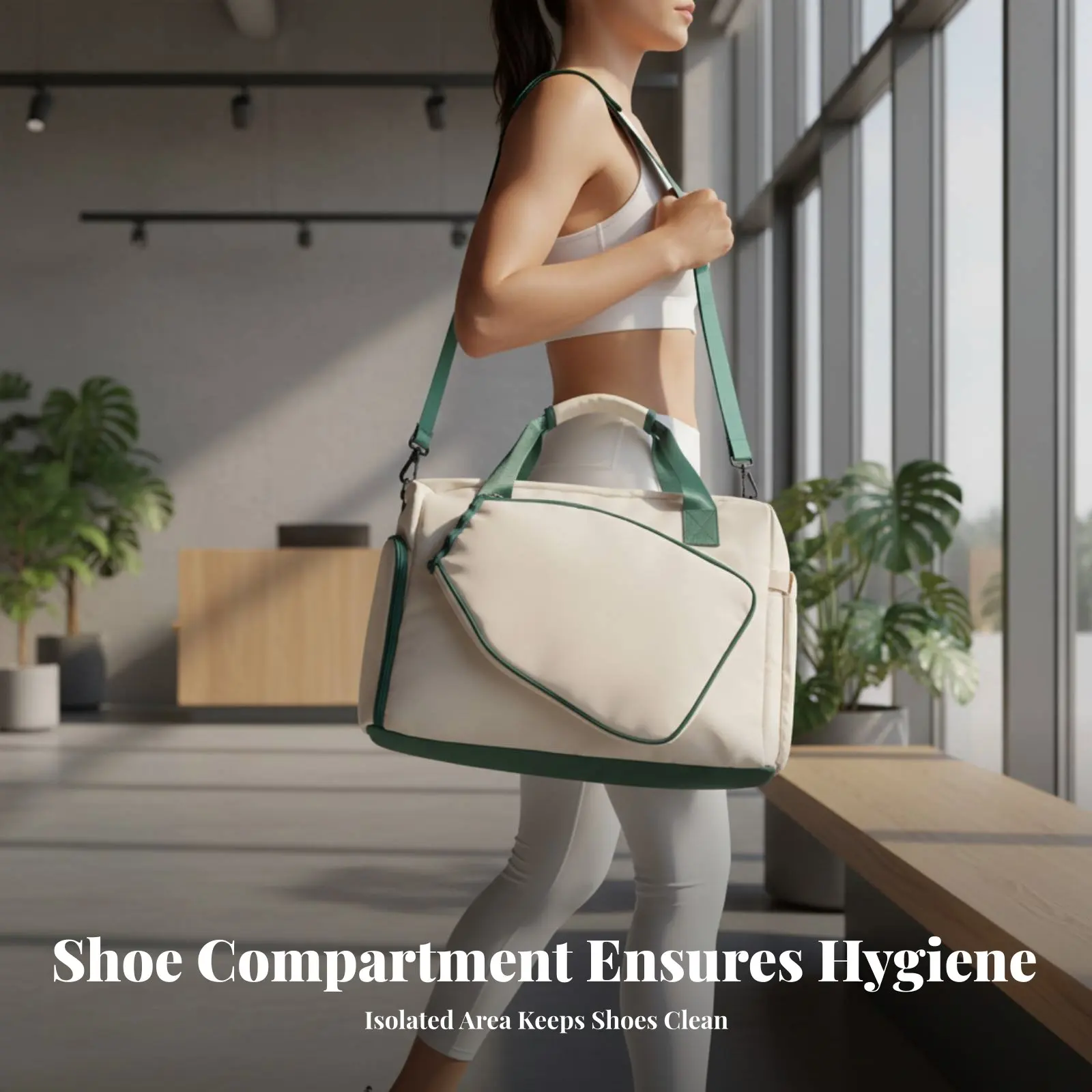 

Pickleball Bag Wear-Resistant Athletic Bag with Shoe Compartment Large Capacity Travel Tote Water Athletic Gear for Gym