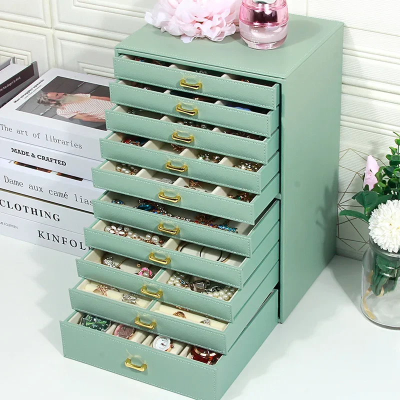 Big Size Jewelry Box Drawer Ring Necklace Earrings Jewelry Boxes Organizer Bangles Tray Display Accessories Separator Storage