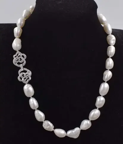 

l white freshwater pearl white baroque 10-12mm neck 18inch wholesale bead necklace