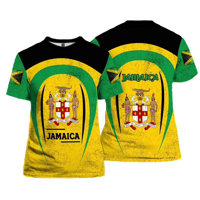 Jamaica Flag Emblem Graphic T Shirt For Men 3D Print Jamaican T-Shirt Tops Short Sleeve O Neck Mens Tee Shirts Streetwear view 3