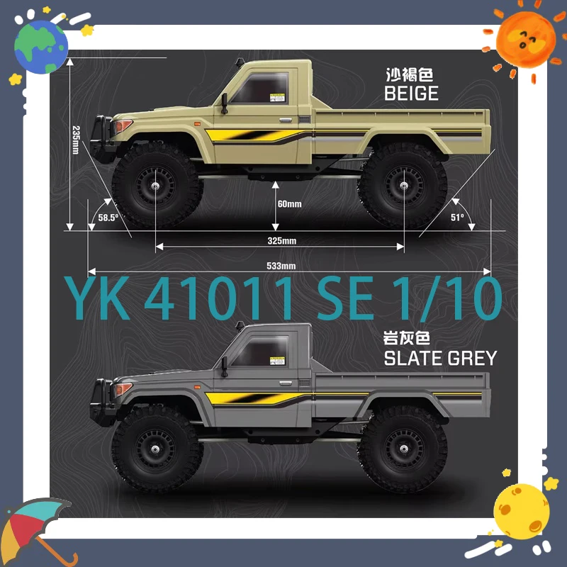 

YK 41011 SE 1/10, электрическая щетка с дистанционным управлением, полноприводный пикап, альпинистский автомобиль, дифференциальный замок для внедорожников