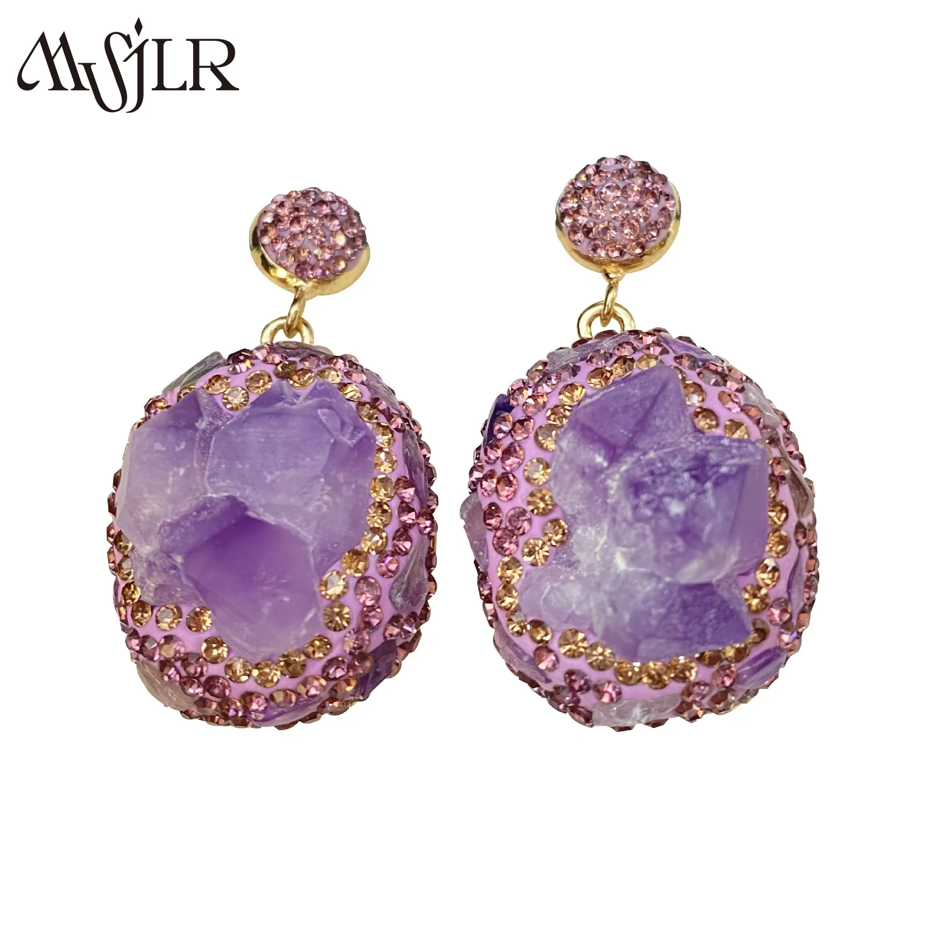 WT-MVE127 New Arrival Rhinestone And Amethyst High-end Feel Popular Purple Earring  For Women Jewelry