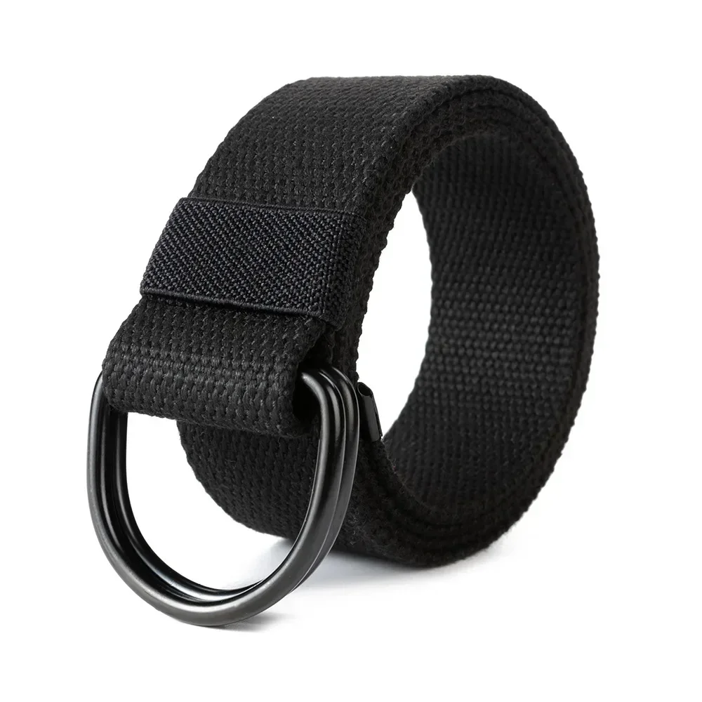 Tactical Canvas Men Belt High Quality Unisex Double D-Ring Buckle Waistband Casual Canvas Female Belt Fabric For Jeans