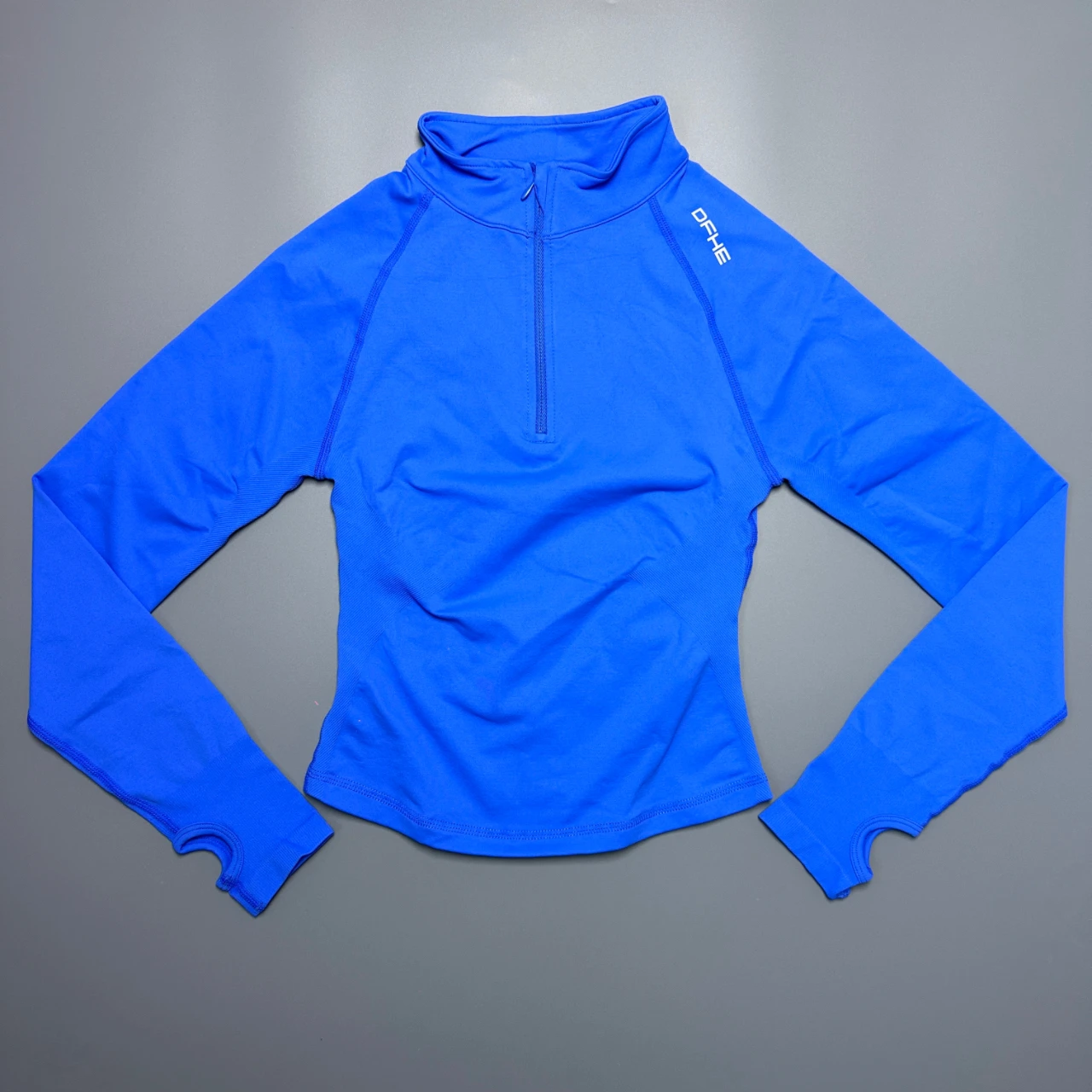 DF Impact Women's Elastic Half Zipper Sports Top Thumbhole Design Quick Drying Long Sleeve Shirt, Suitable for Fitness, Slow Run image 4