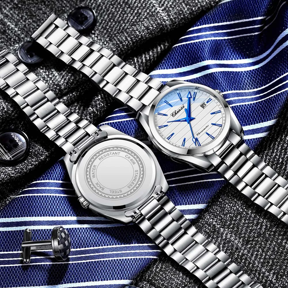 Chenxi Luxury Stainless Steel Watch For Man Waterproof Luminous Date Men Watch Casual Quartz Men's Watches Male Clock 606