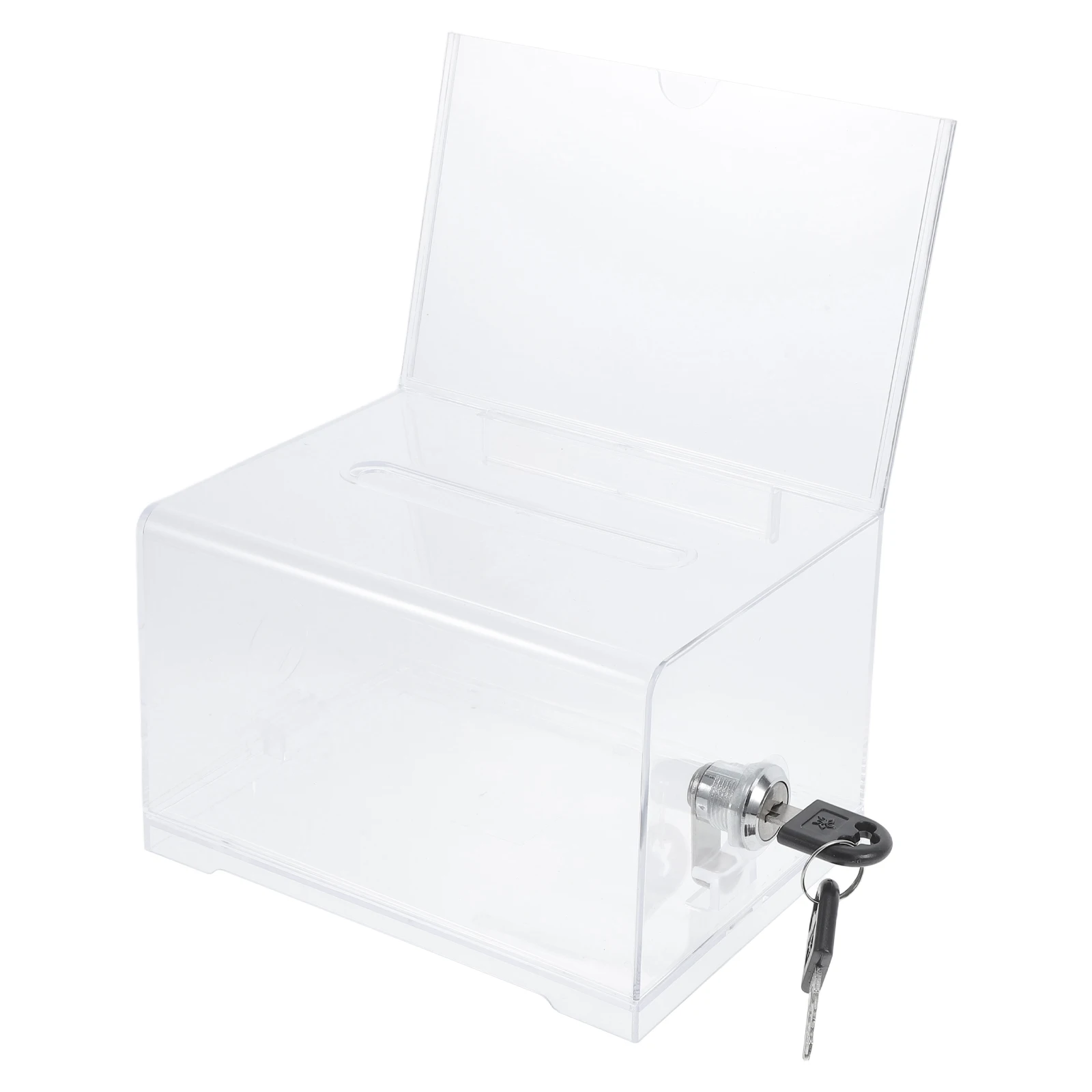 

Clear Acrylic Donation Box Lockable Ballot Box Sign Holder Suggestion Storage Fundraising Collection Organizer