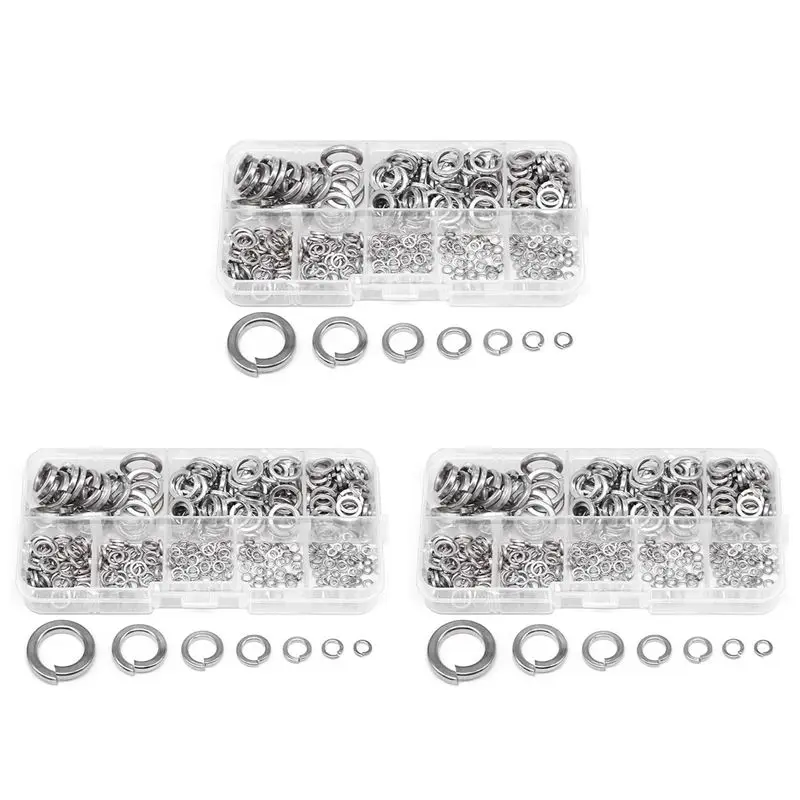 Spring Lock Washer,304 Stainless Steel Spring Lock Washer Assortment Set (1230-Pcs,8-Size)-AT30