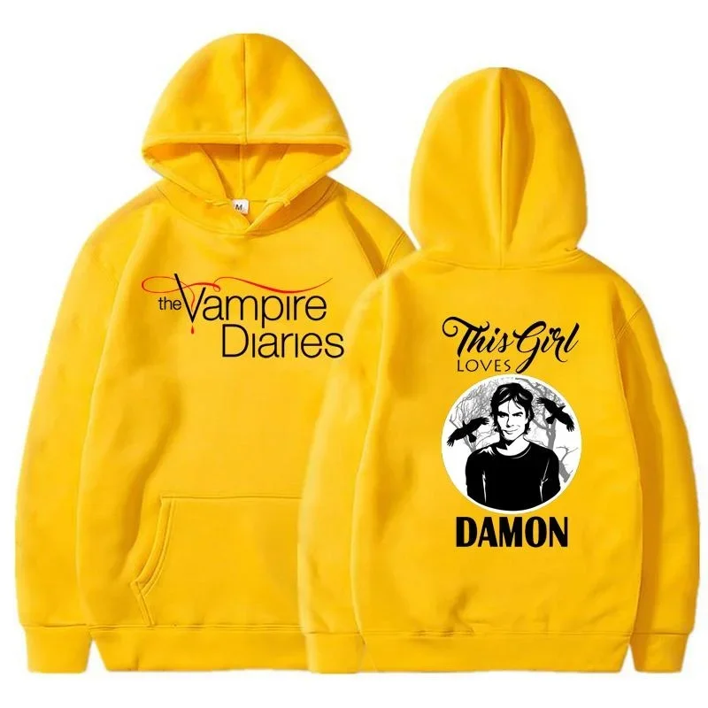 Sudaderas con capucha The Vampire Diaries para mujer, Sudadera con capucha con personalidad a la moda, Jersey informal holgado de manga larga para