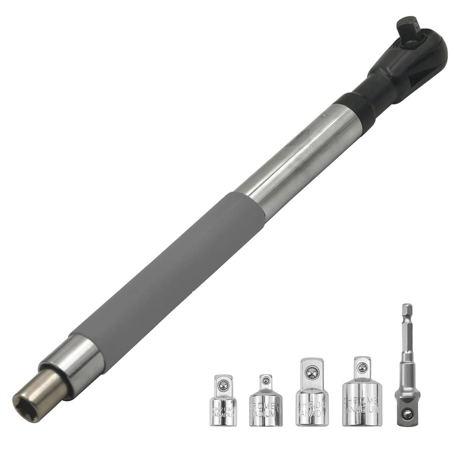 Offset Extension Wrench with 4 Adapters and 1/2 Inch Electric Drill Adapter Multifunctional Socket Spanner Set