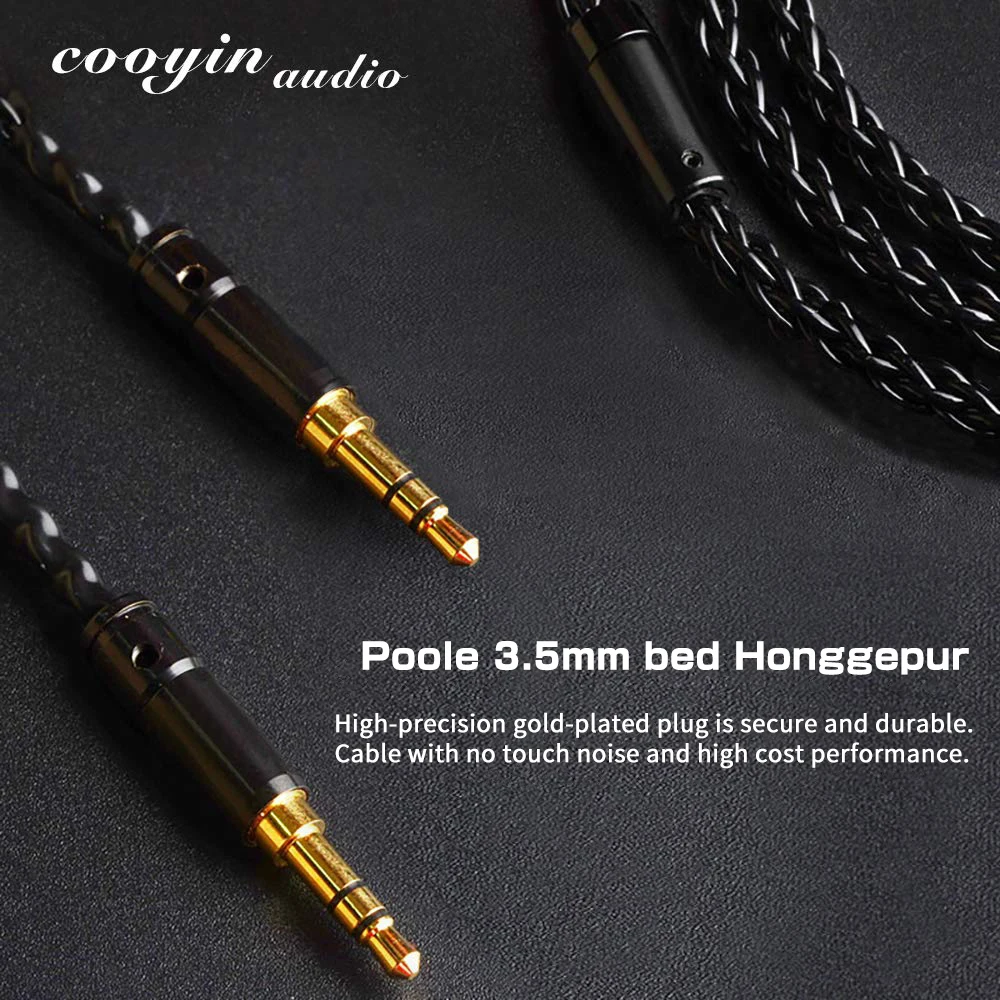 Cooyin สายหูฟังคู่ขนาด3.5มม., สำหรับ HE560 HIFIMAN/HE350 sonymdr Z1R 2.5มม./3.5มม./4.4มม. ปลั๊ก8แกนสายหูฟังชุบเงิน