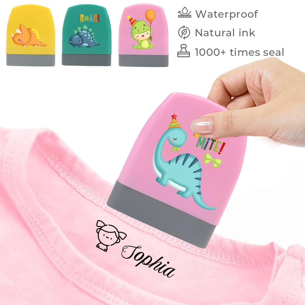 1pc Personalize Custom Name Stamp Jurassic Dinosaur Pattern Custom Name Stamp For Clothing personalized Non-Fading School