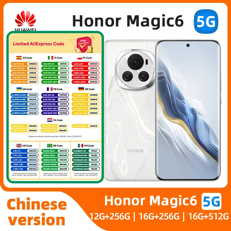 

Honor Magic6 5G Google Play Snapdragon 8 Gen 3 6.78” OLED 120Hz 50MP Camera 66W 5450mAh MagicOS 8.0 OTA NFC