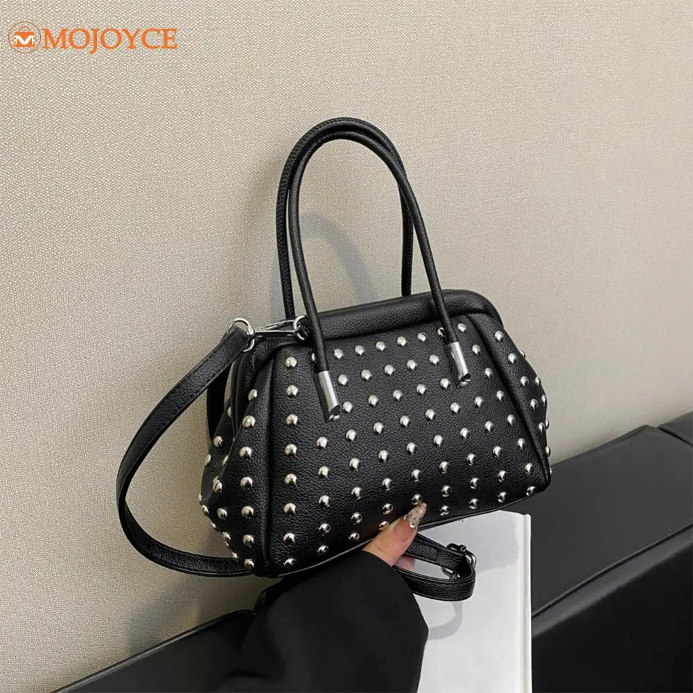 

Fashion PU Rivet Women Shoulder Bag 2025 Trend Studded Tote Handbag Adjustable Strap Crossbody Bag Zipper Closure Chic Hobo Bags