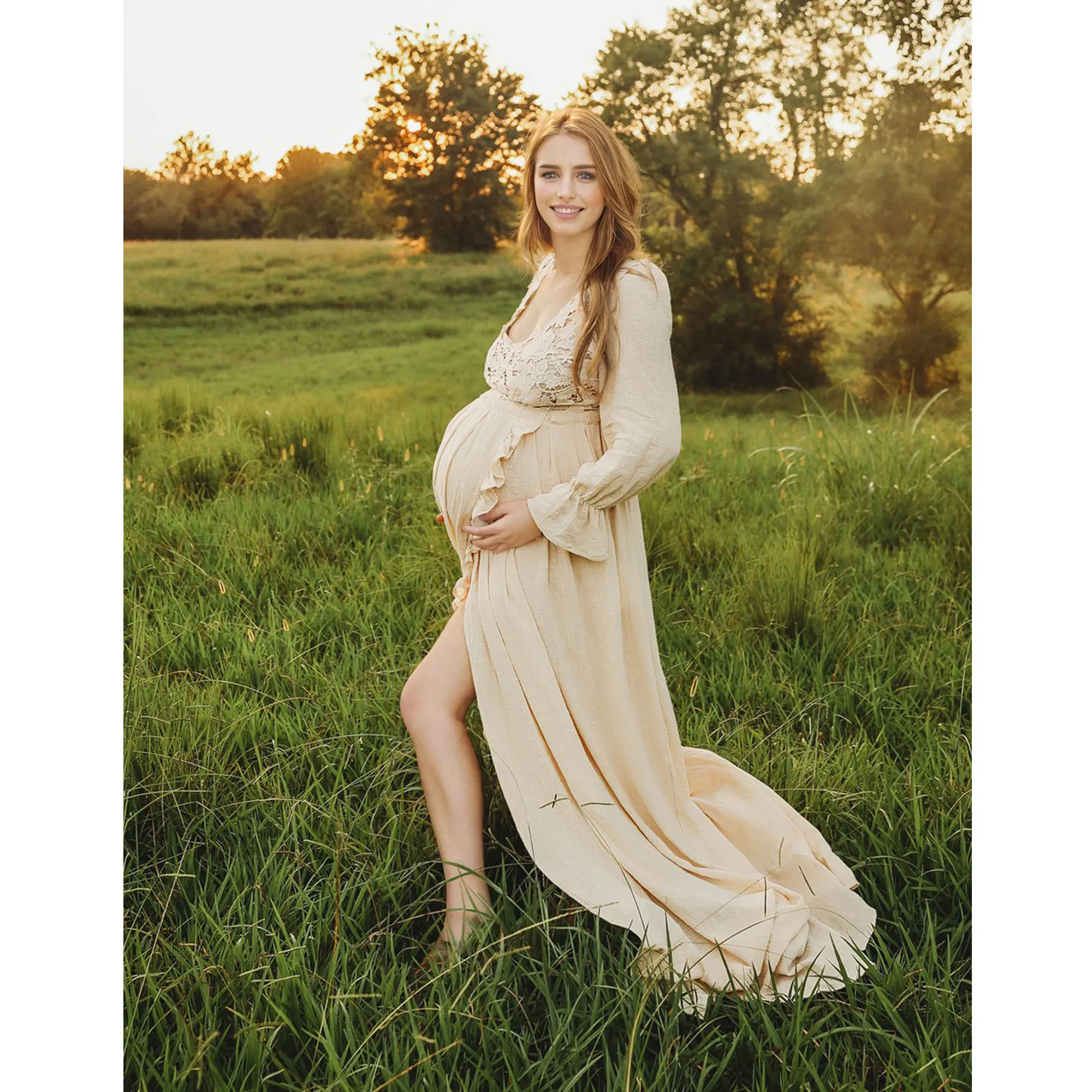 

Женское платье с открытой спиной Don & Judy, богемное платье с разрезом и v-образным вырезом для фотосессии и вечеринки 2023