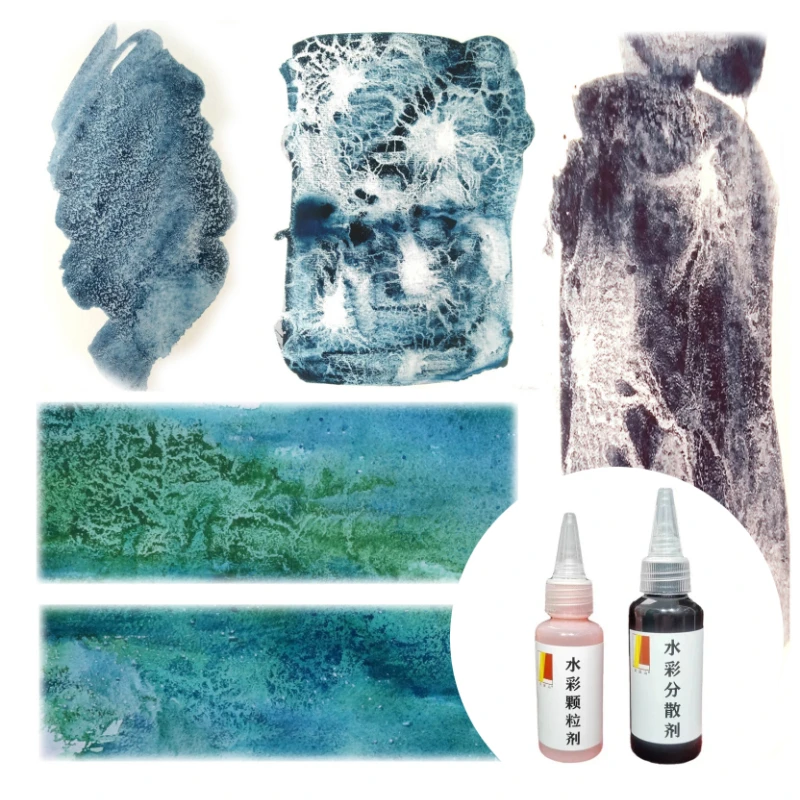 Kit de texture pour aquarelle : Granules 50ml, Dispersant 65ml, Moyen de diffusion et de précipitation pour la création de peintures texturées à l'aquarelle
