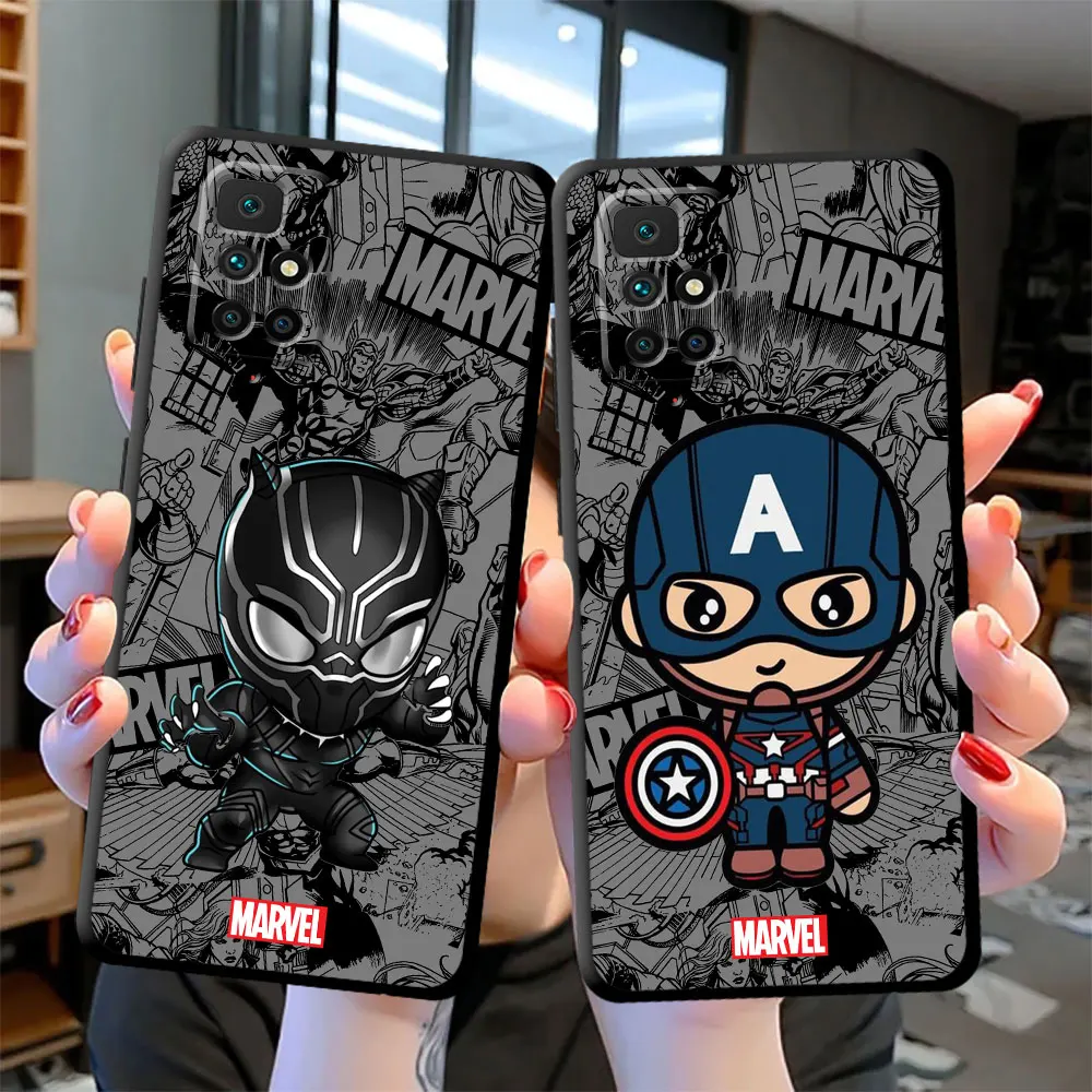 Cartoon Marvel Groot Spiderman Case for Xiaomi Redmi Note 12 11 Pro 10 9 9S 8 7 8T 10 Pro 10S 12S 11S 9T Cover Black Soft Back