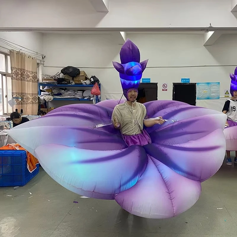 Colorful Inflatable Flower Costume with Light Emitting Diode for Carnival Parade