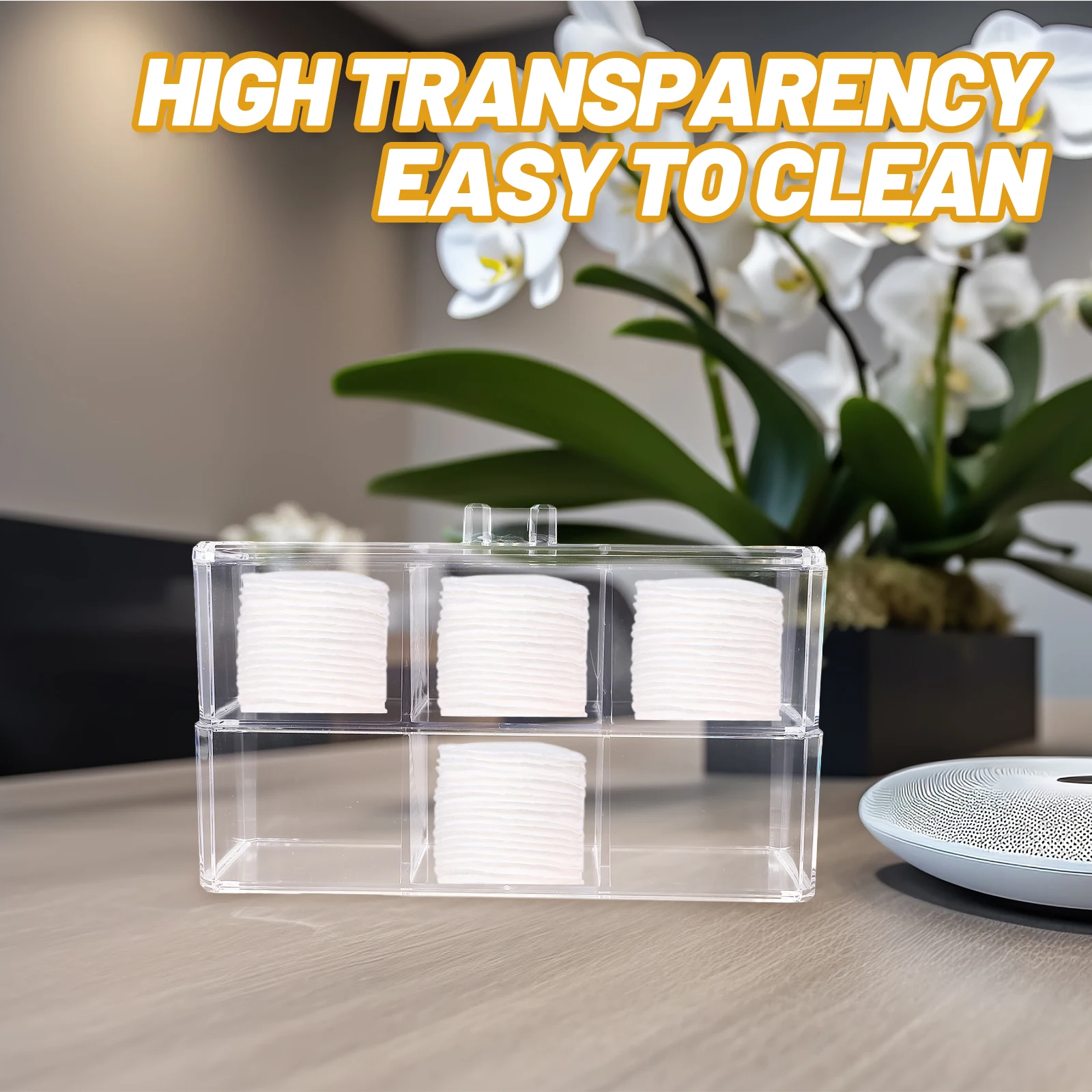 

Delicate Powder Puff Box Large Capacity Double Grids Makeup Sponge Organizer Clear Storage Container For Home Bathroom