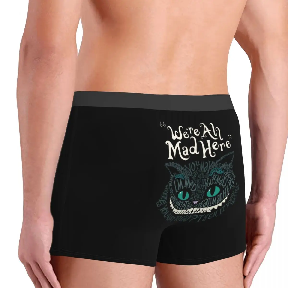 Custom Cheshire Cat Underwear Men Printed Alice We're All Mad Here Wonderland Boxer Briefs Shorts Panties Breathable Underpants