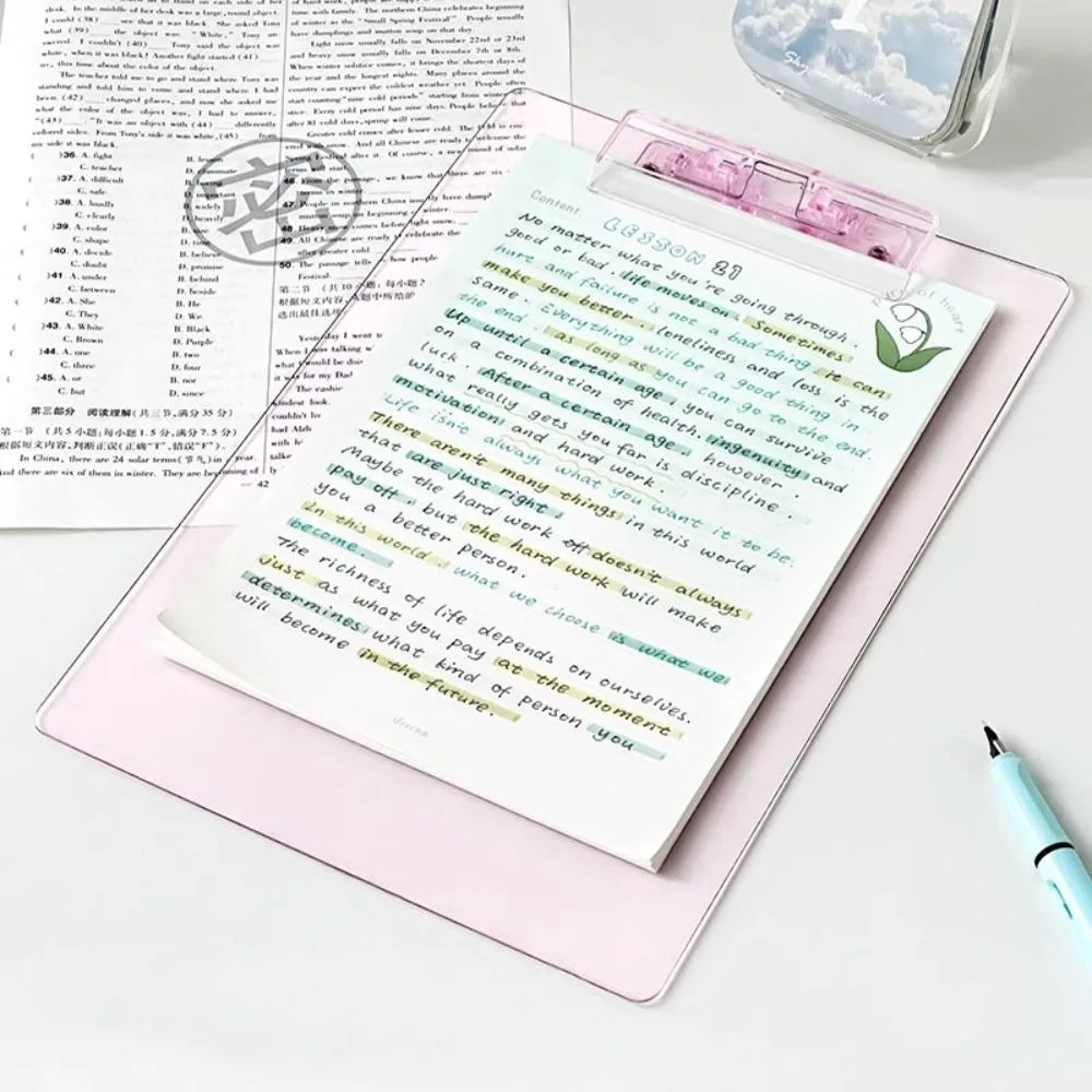 

With Low Profile Gold Clip Transparent A4 Clipboard Document Folder Writing Tablet A4 File Folder Organizer Writing Clipboard