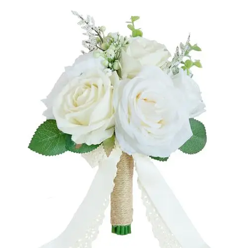 

Artificial Bride Bridesmaid Wedding Bouquet Silk Ribbon Roses Holding Flowers Bride Mariage Bouquet Wedding Accessories Favors
