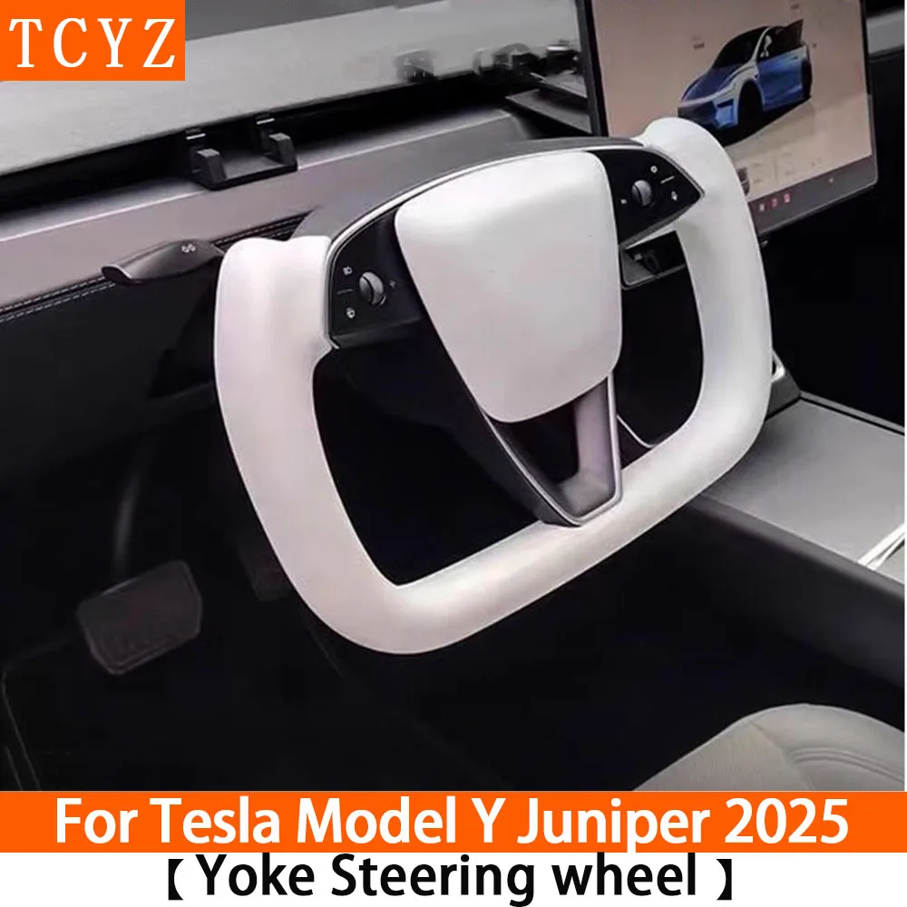 

Для Tesla Model Y Juniper 2025+ нового поколения с ручкой рулевого колеса с подогревом, персонализированным гоночным кожаным рулевым колесом