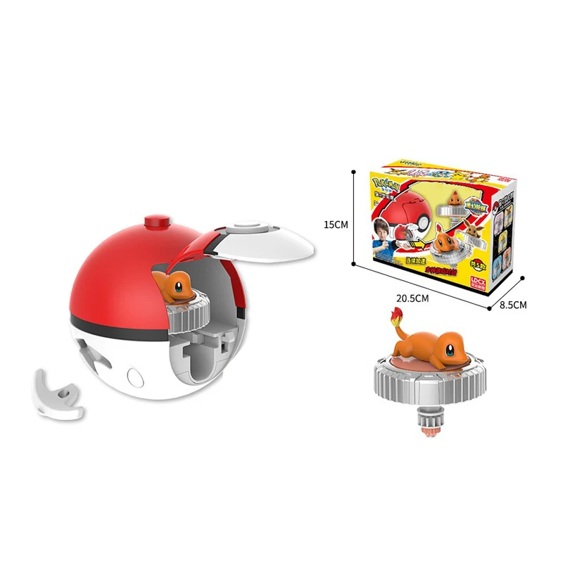 Auténtico Pokemon Pokeball Pikachu CHARMANDER SQUIRTLE EEVEE MEW modelo muñeca colgante superior giratorio juguete para niños regalo de Navidad