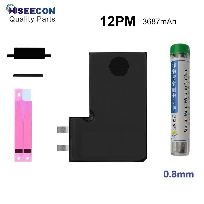 

HISEECON standard Capacity Battery Cell for iPhone 11 12 13 Pro Max Mini | No Pop-up Replacement Kit with 0.8mm Tin Wire