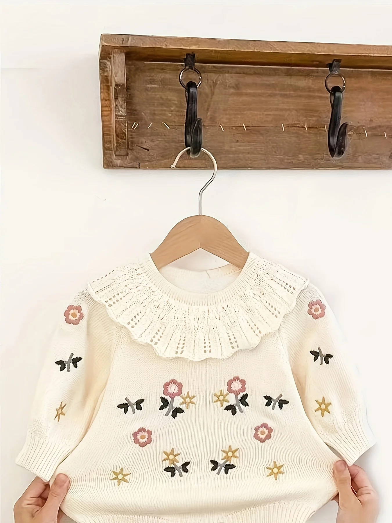 ملابس خريفية للأطفال، فتاة، حقيبة الأميرة، ملابس تريكو مطرزة، ملابس تريكو، فستان عمره 100 يوم، بذلة #3