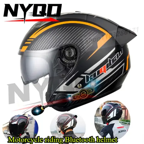 남성 여성 오픈 페이스 3/4 블루투스 내장 오토바이 헬멧 DOT 승인 방수 이중 안개 방지 스크래치 방지 바이저