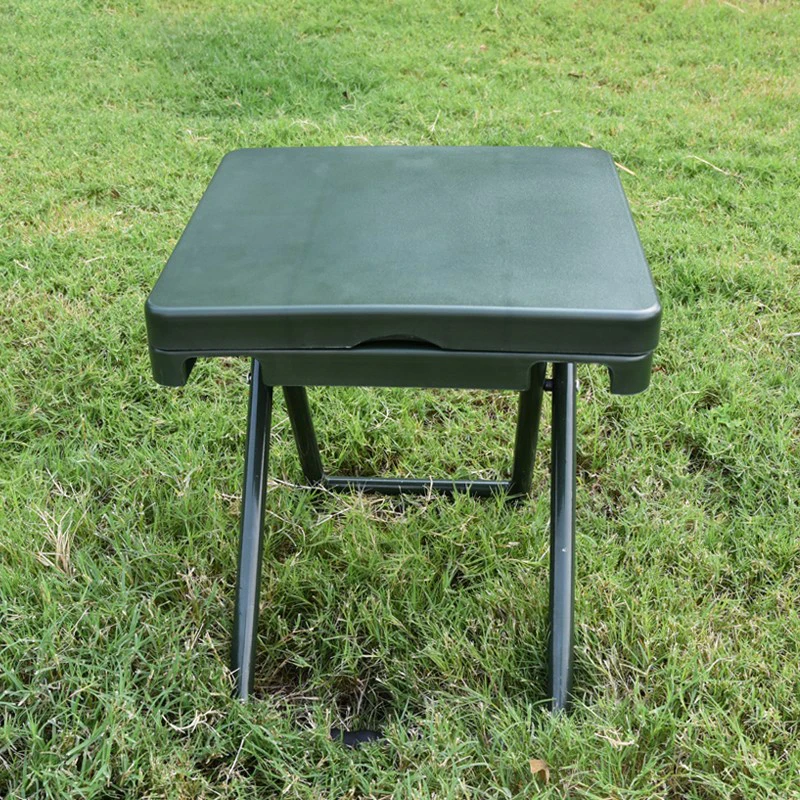 Folding Chair Study Writing Chair Table Portable Multifunctional Stool for Outdoor Fishing Picnic, Army Green